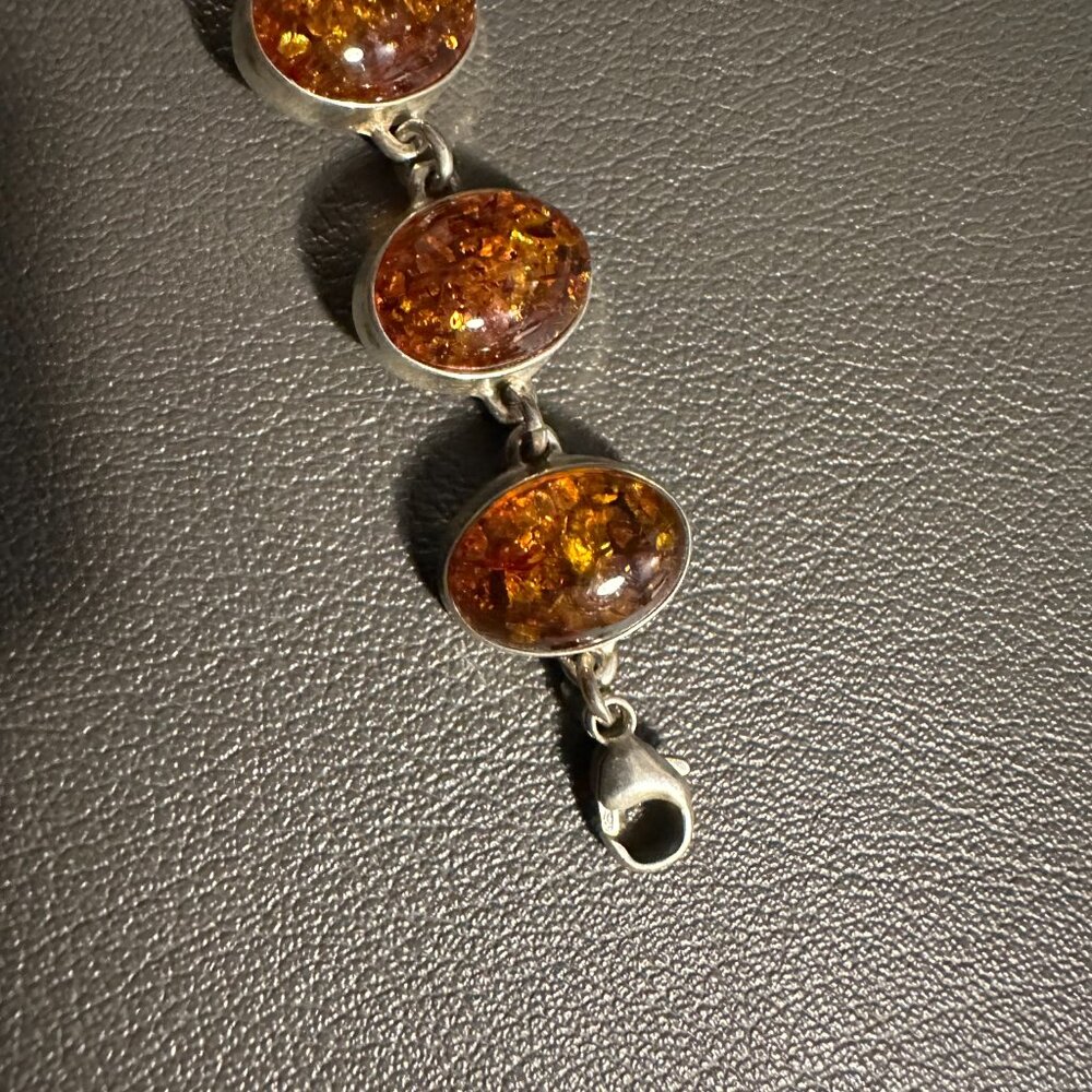 Bundle of Two Bracelets - Brighton Agate Beaded and Silver Baltic Amber - Picture 5 of 9